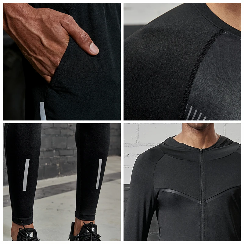 VANSYDICAL костюм для бега мужчин в стиле пэчворк компрессионный спортивный занятий