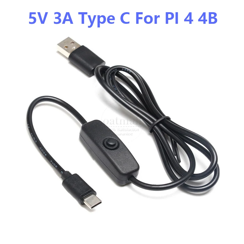 For PI 4 4B 3A Raspberry Pi 3 3B USB в DC кабель 5 в 2.5A Micro USB кабель зарядное устройство Источник питания переменного тока для Raspberry Pi 4 4B 5 в 3A Тип C с переключателем - Цвет: For PI 4 4B 3A