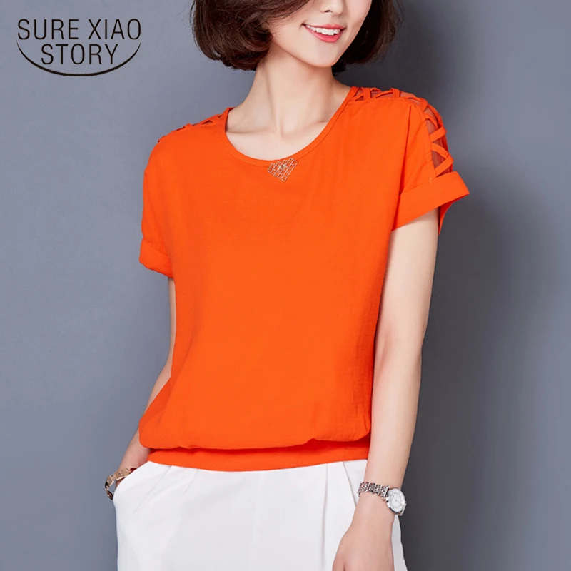 2020 O-neck white Chiffon women tops blusas Plus Size women's clothing Summer Short Sleeve Women shirt Blouses Fashion 72B 25 |