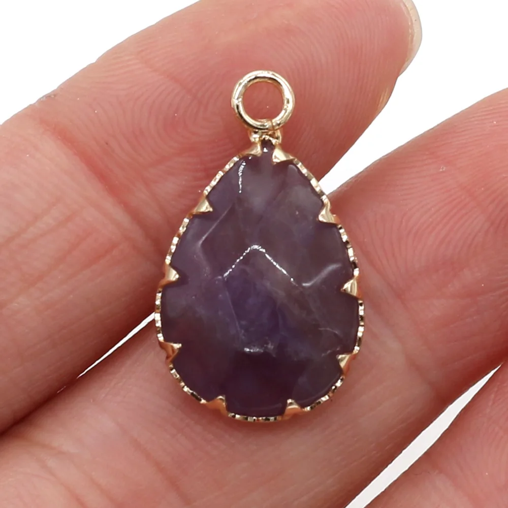 Natural Rose Quartzs Amethysts Crazy Agates Pendant Water Drop Shape Stone for Jewelry Making DIY Necklace Size 14x23mm | Украшения и