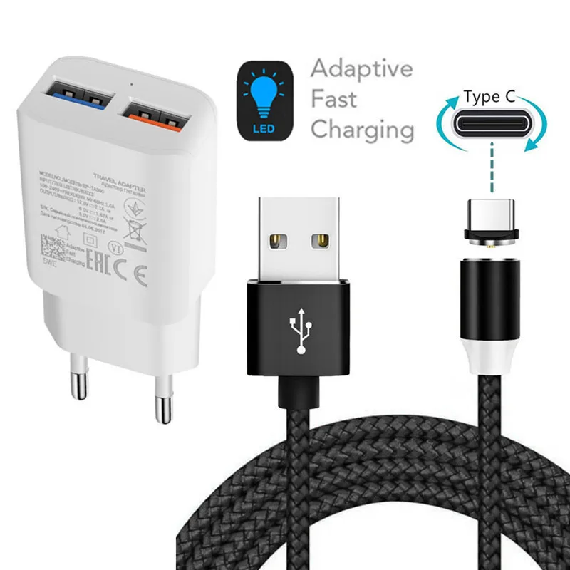 5V 2A 2 порта USB настенная розетка зарядное устройство кабель с разъемом типа C