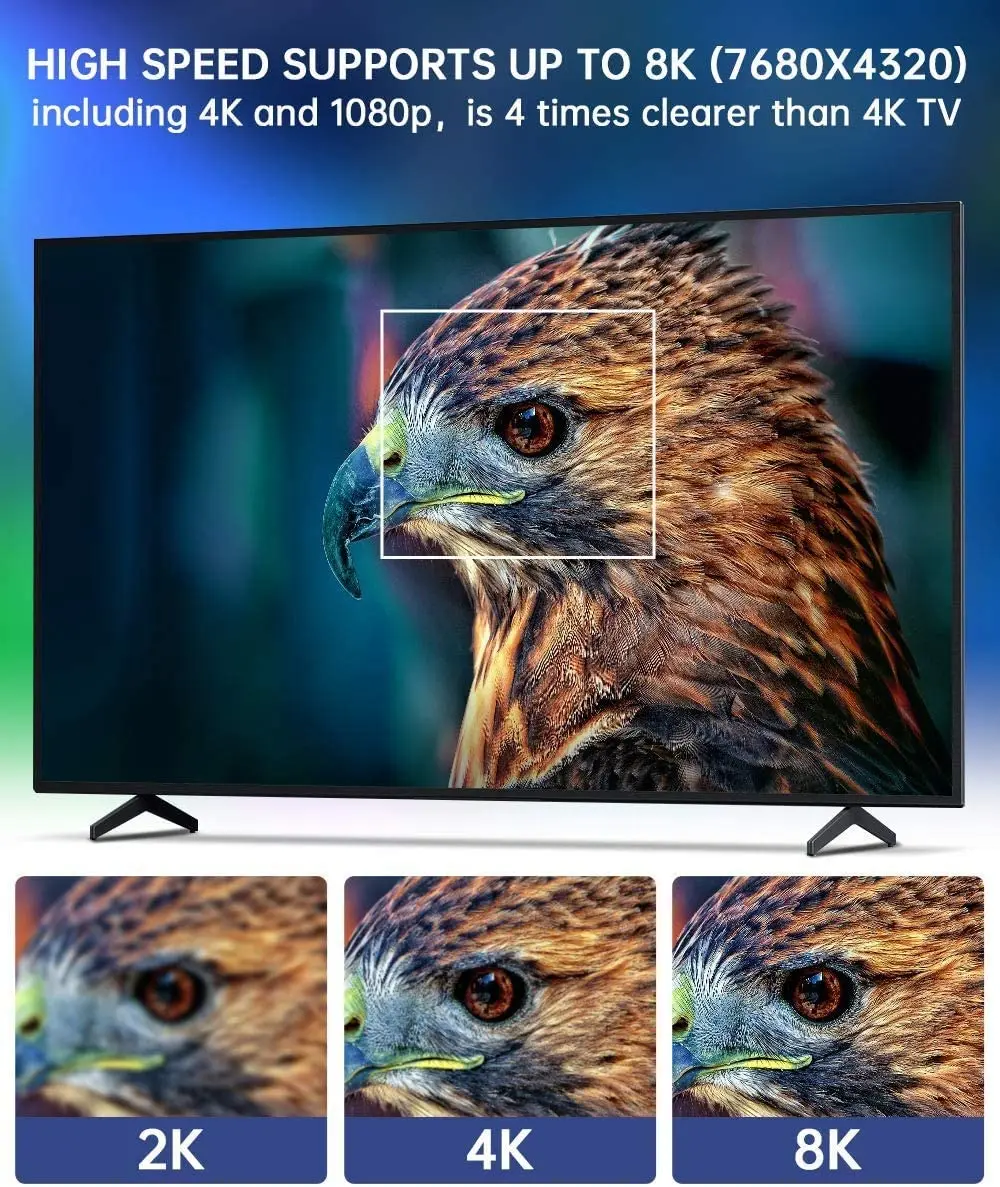 

8K HDMI-compatible 2.1 Cable 48Gbps 8K@60HZ 4K@120HZ for Apple TV Roku PS5/PS4/PS3 Xbox One X/Series X Samsung QLED 8K Q8/Q9