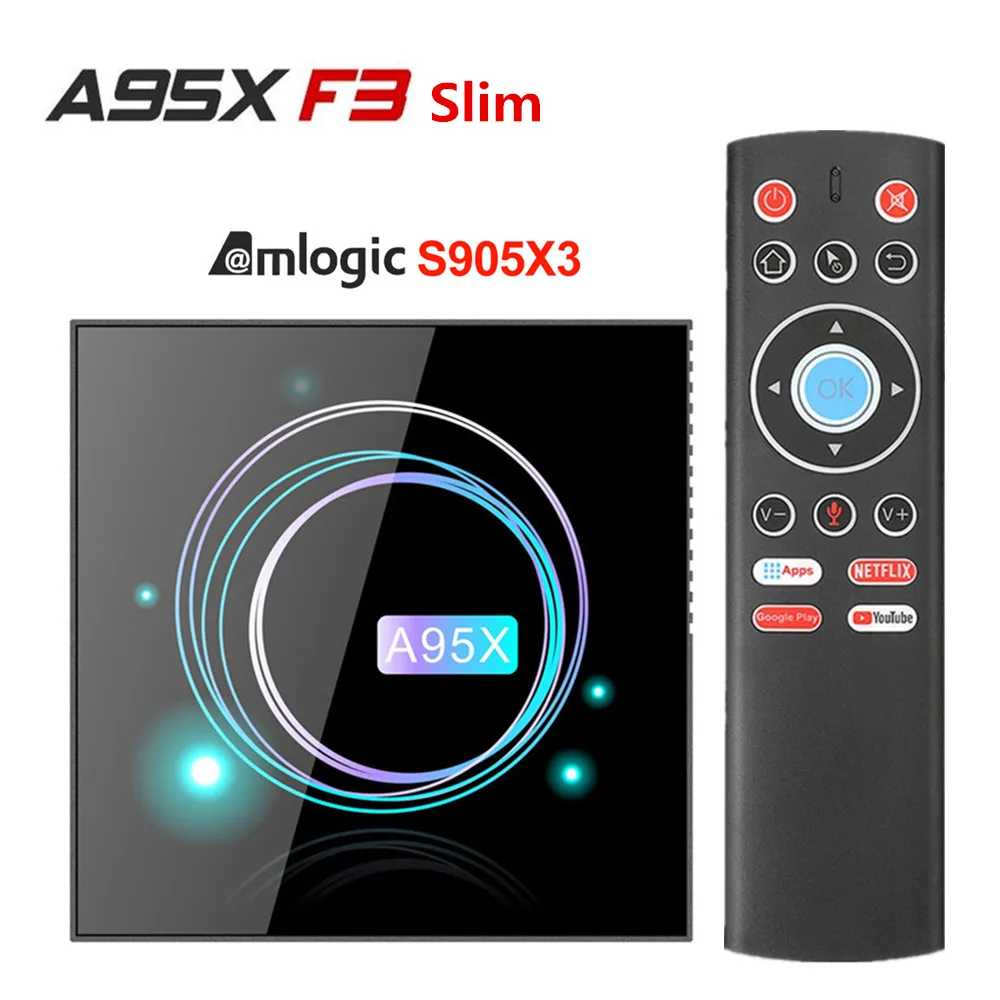 ТВ-приставка на Android 9 0 Amlogic S905X3 A95X F3 Slim 4 ГБ 64 Google Play с Wi-Fi Netflix Youtube медиаплеер |