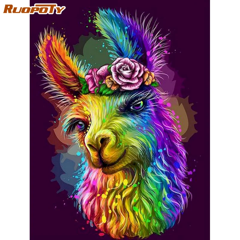 

RUOPOTY Paint By Number Kits Sheep Acrylic Paints On Number Coloring By Numbers Animal Canvas Art Home Bedroom Wall Artwork