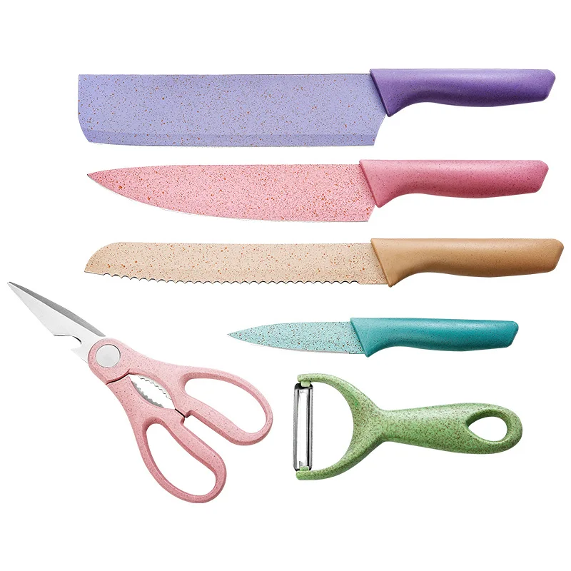 

Kitchen Knife Set Color Wheat Straw 6pcs/Set Knife Stainless Steel Kitchen Knife Steak Knife Bread Knife Fruit Knife Knife Set