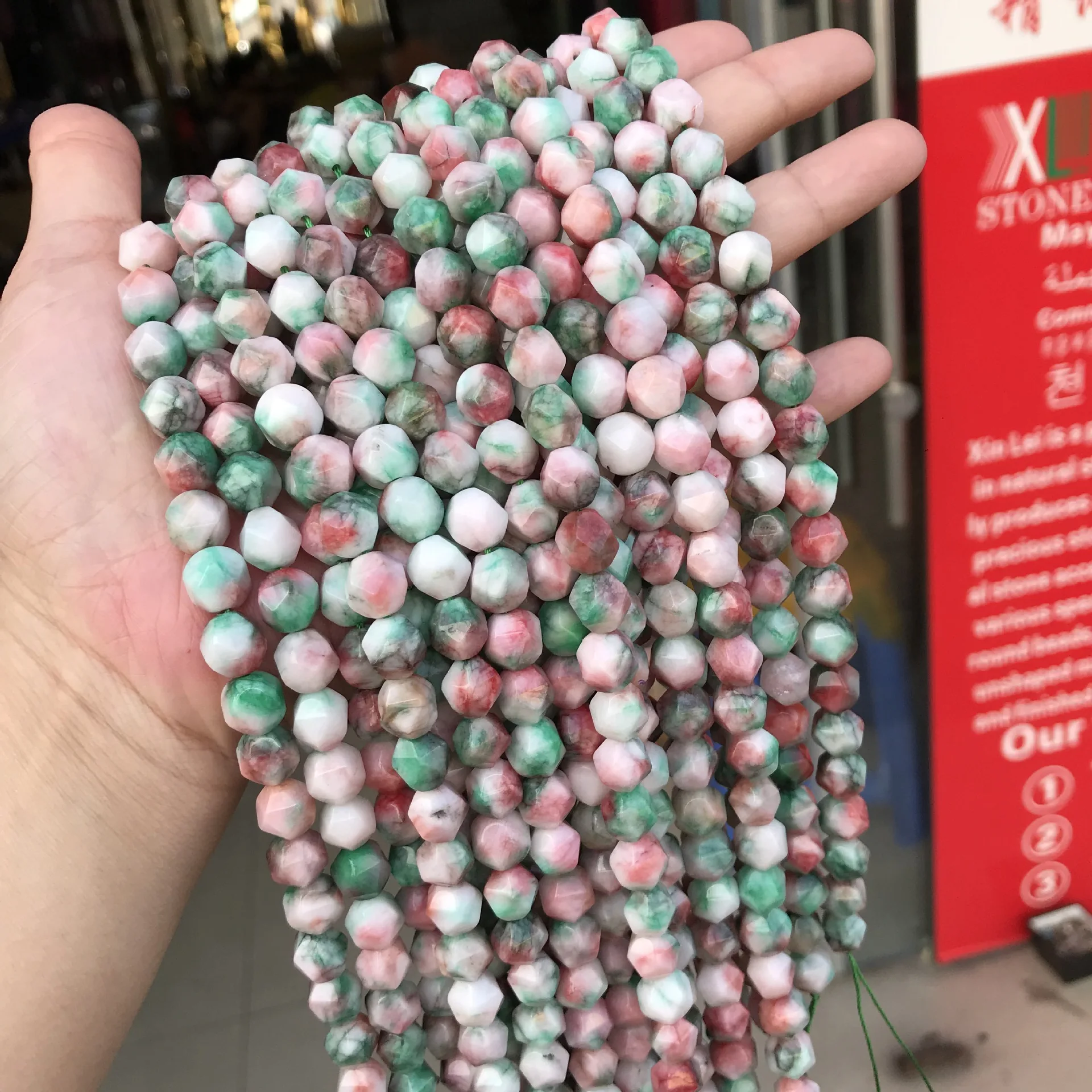 6/8/10mm Cut Angle Natural Korea Jades Stone Beads For Jewelry Making DIY Round Loose Big Faceted Fit Bracelet 15'' | Украшения и