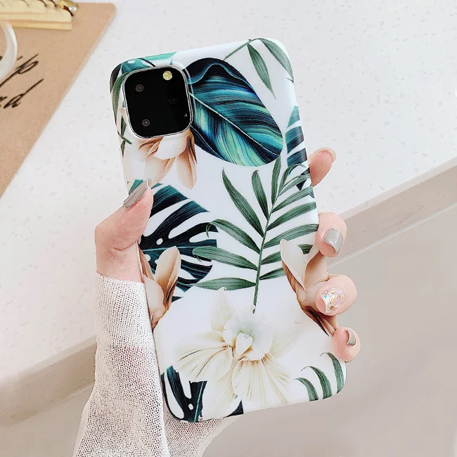 Чехол для телефона в стиле ретро с цветными цветами для iphone XR XS Max X 6 6S 7 8 Plus 11 11Pro Max Leaf матовый мягкий Художественный Цветочный чехол - Цвет: Style 15