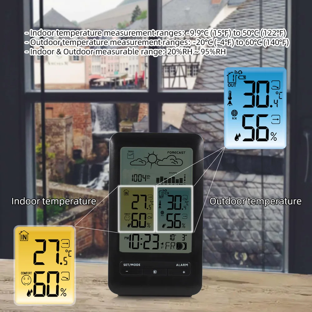 thermometer hygrometer room digital meter wireless electronic alarm clock wall table barometer forecast weather station tools free global shipping