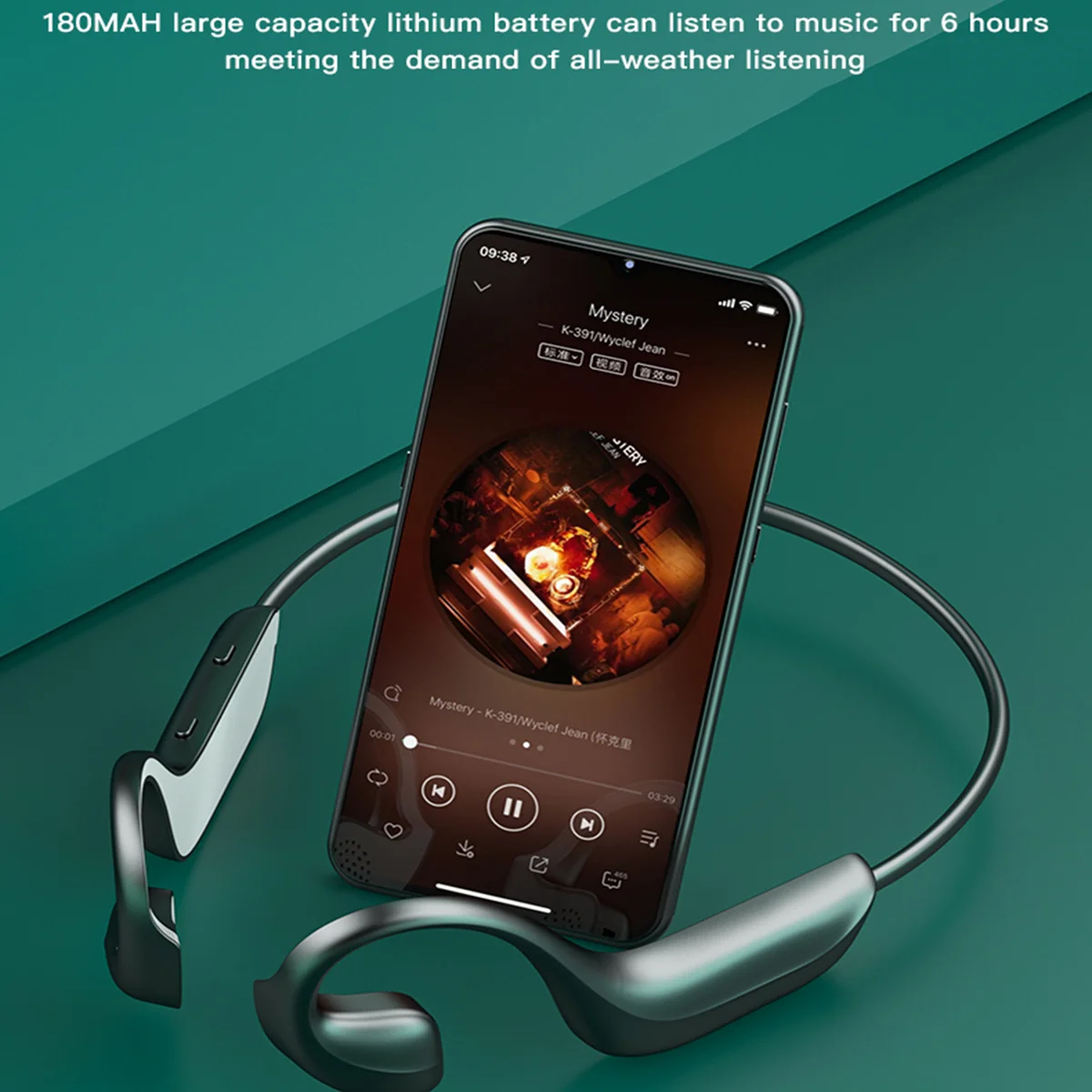 

Bone Conduction Headphones Bluetooth Wireless Sports Earphone Waterproof Headset Stereo Hands-free with Microphone for Running