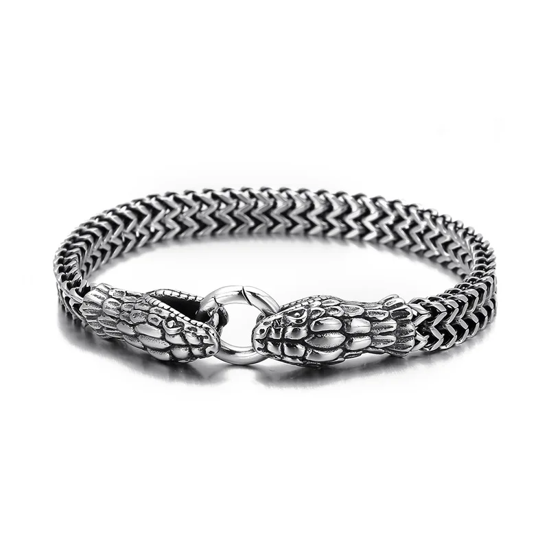 

New Classic Punk Cool Stainless Steel Python Snake Chain Bracelet for Men Glamour Rock Party Biker Jewelry