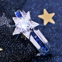 visisap 11 5mm shinning star blue cz ring creative engagement anniversary gifts rings for women wholesale jewelry supplier b2892