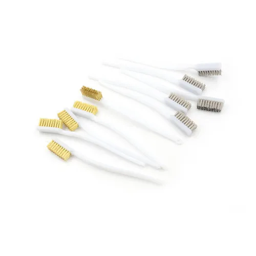 

5 PCS 6.9-inch White Plastic Handle Brass Bristle Wire Brush