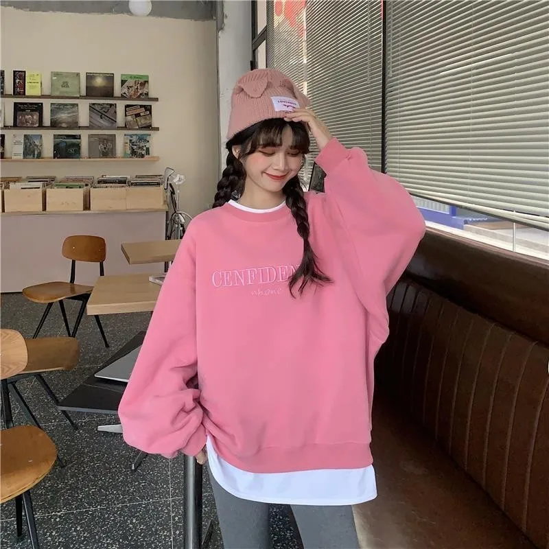 Loose Tops for Women Sweatshirt Spring Autumn Crewneck Vintage Harajuku Female Sweetshirts Casual Pullover Hoodie Woman Clothing