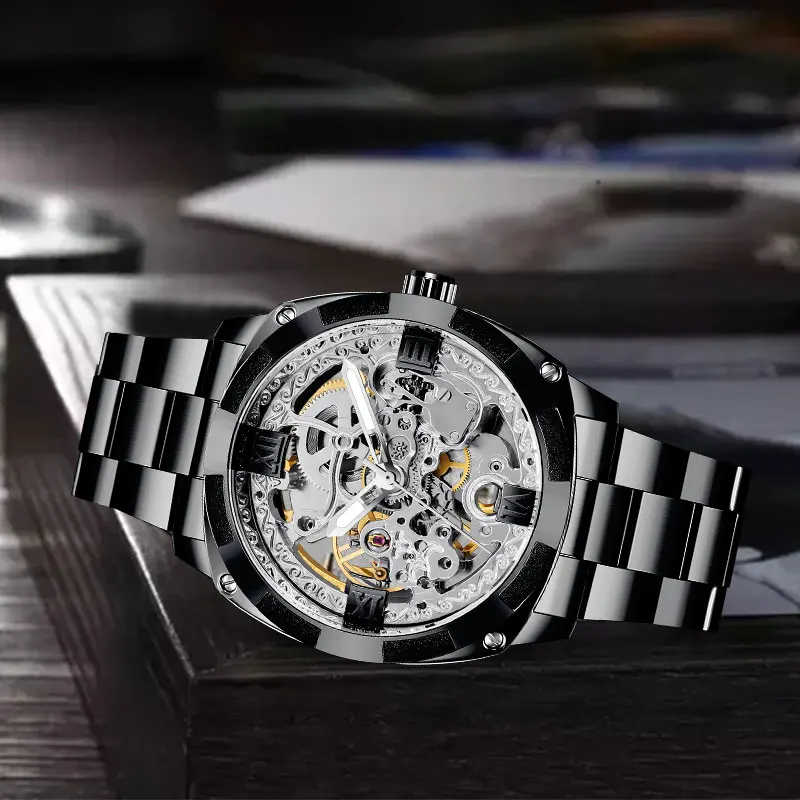 Часы наручные Forsining Мужские механические автоматические часы скелетоны из