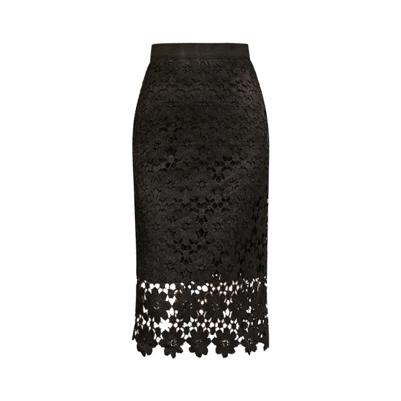 

White Lace Skirt Summer Thin High Waist Slit New One-Step Skirt Women's Slimming Loose Hip Skirt