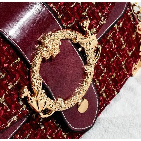 

Women Handbag 2021Lattice Wool Women Crossbody Bag Luxury Handbag Designer Brand Ladies Bag Retro Shoulder Messenger Bag