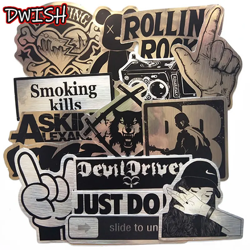 15 шт. лазерная наклейка на роллер рок водостойкая гитара из ПВХ для багажа