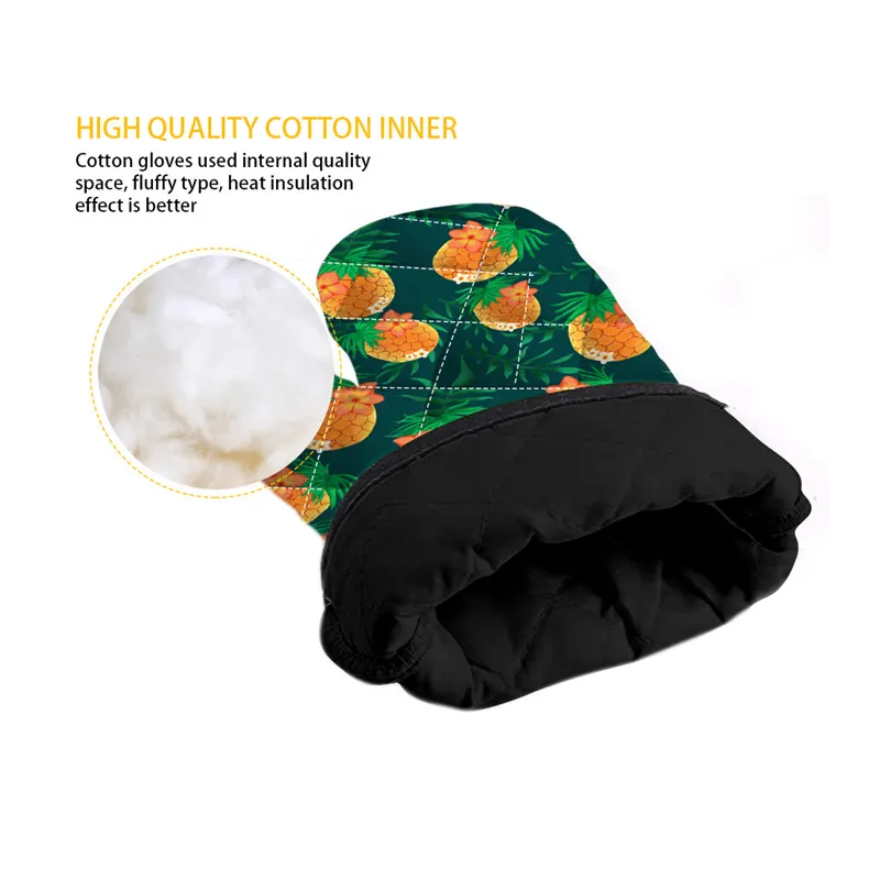 Non-slip Cooking Gloves Lovely Love Design Polyester Heat Resistant BBQ Mittens and Mat 2pcs Potholder Mitts Kitchen Accessory | Дом и сад