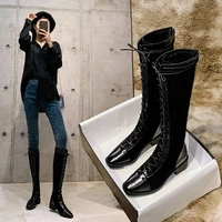 2021 winter new womens suede microfiber lace up long tube knee length boots womens cold resistant and velvet warm winter boots
