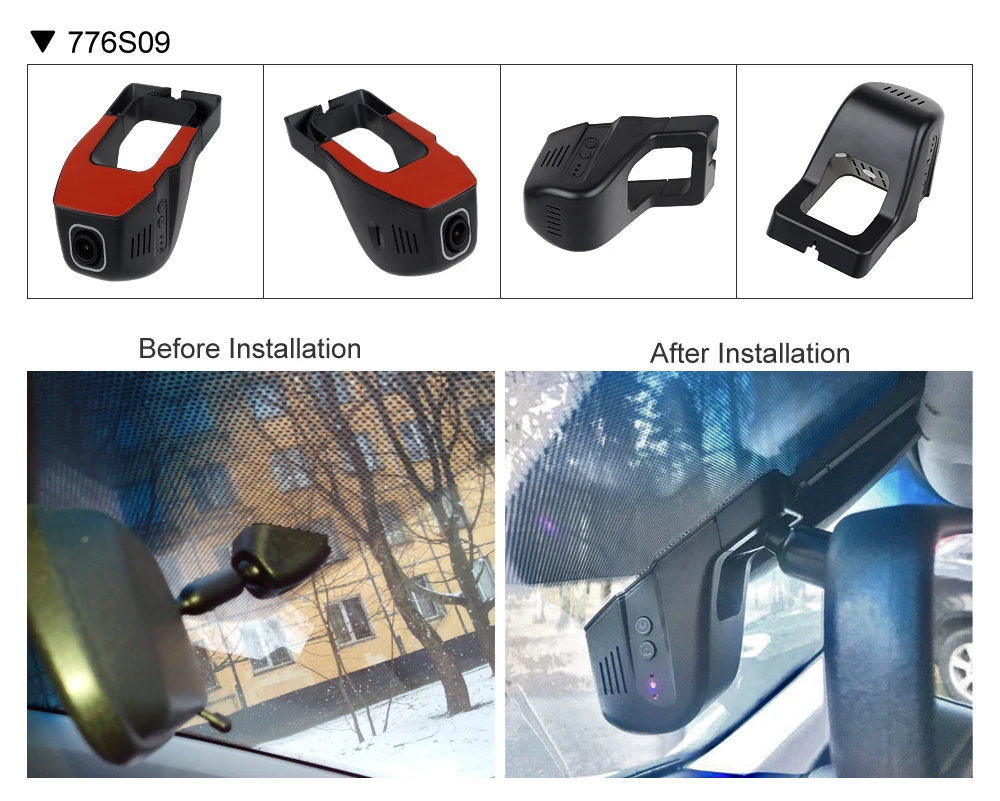 SINOSMART Novatek 96658 SONY IMX323 Универсальный Wifi DVR для Toyota/Chevrolet/Ford/Nissan/hyundai регулируемый угол управления с помощью приложения