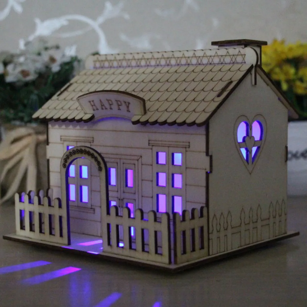 Рождественская креативная деревянная вилла маленький двор Копилка светящаяся