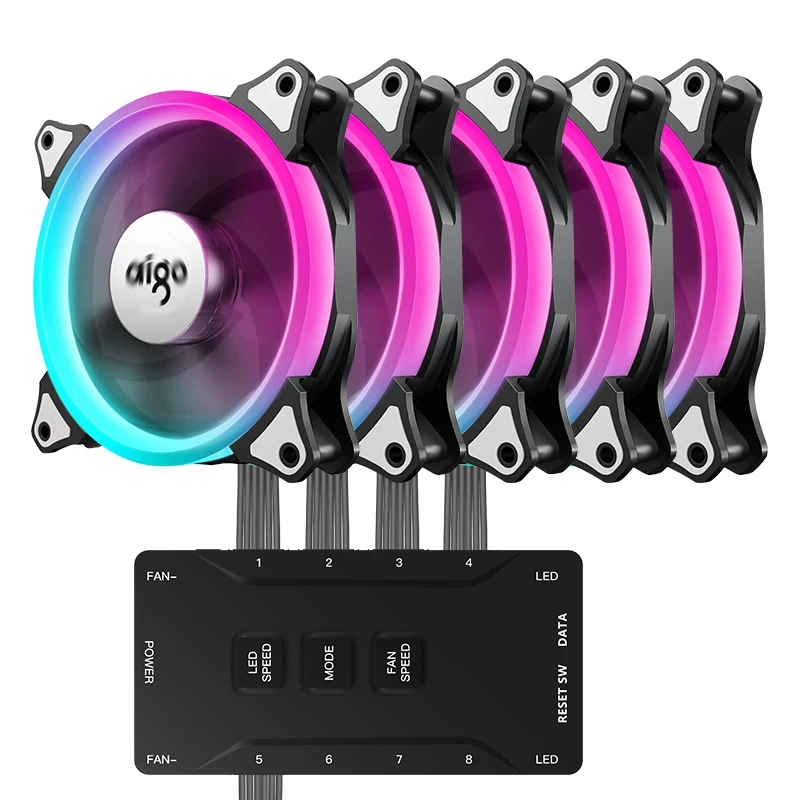 AIGO C5 120 мм PC чехол RGB охлаждающий вентилятор Синхронизация с материнской платой