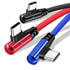 Кабель USB Type-C, 90 градусов, 3 А, шнур для быстрой зарядки и передачи данных для Samsung S10, S9, Huawei P30, Xiaomi, светодиодные кабели, зарядный провод