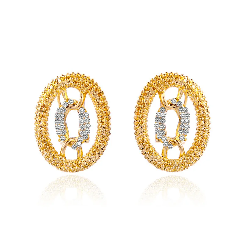 

Fashion Gold Oval Earrings Necklace Set Oval women Set