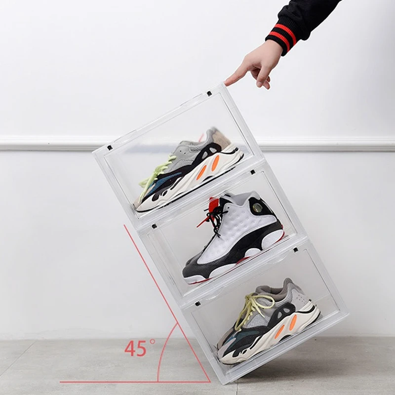 Обувные коробки прозрачного пластика утепленные кроссовки ящик для хранения с