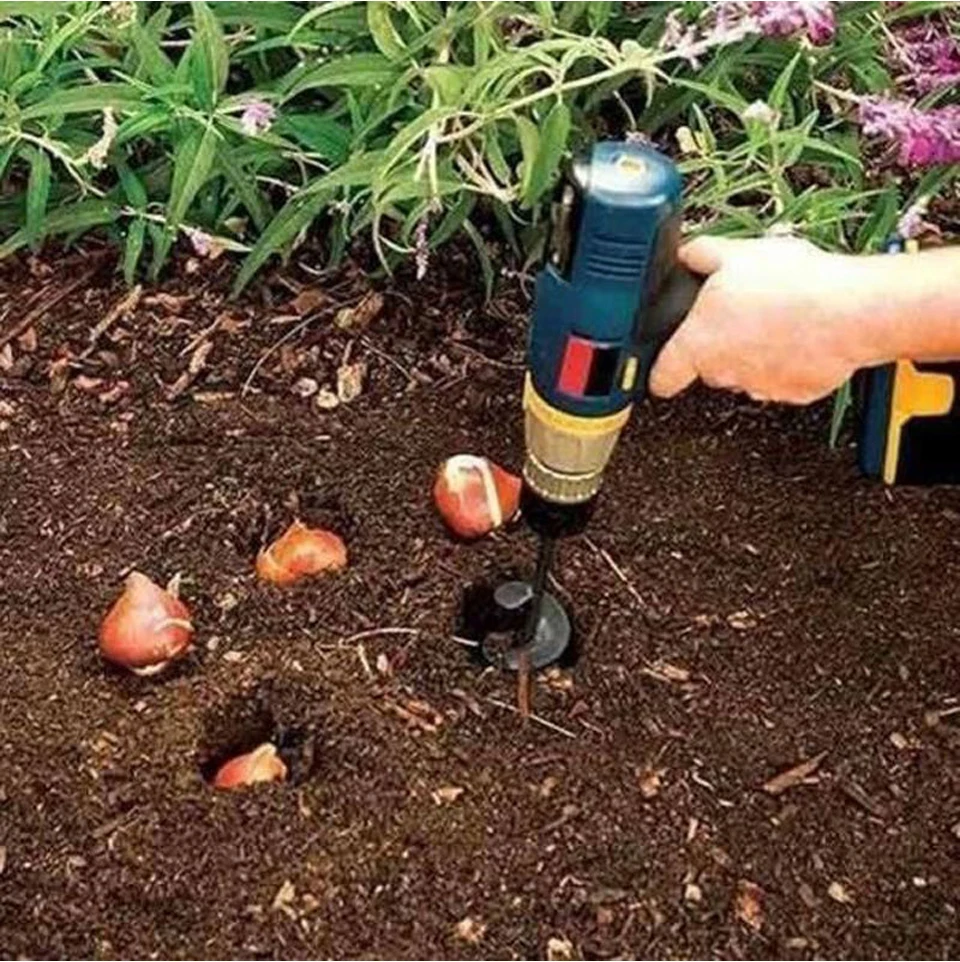 Taladro perforador de jardín de 4 tamaños, herramienta de perforación de tierra de agujero espiral para siembra de semillas, cerca de jardinería, plantador de flores