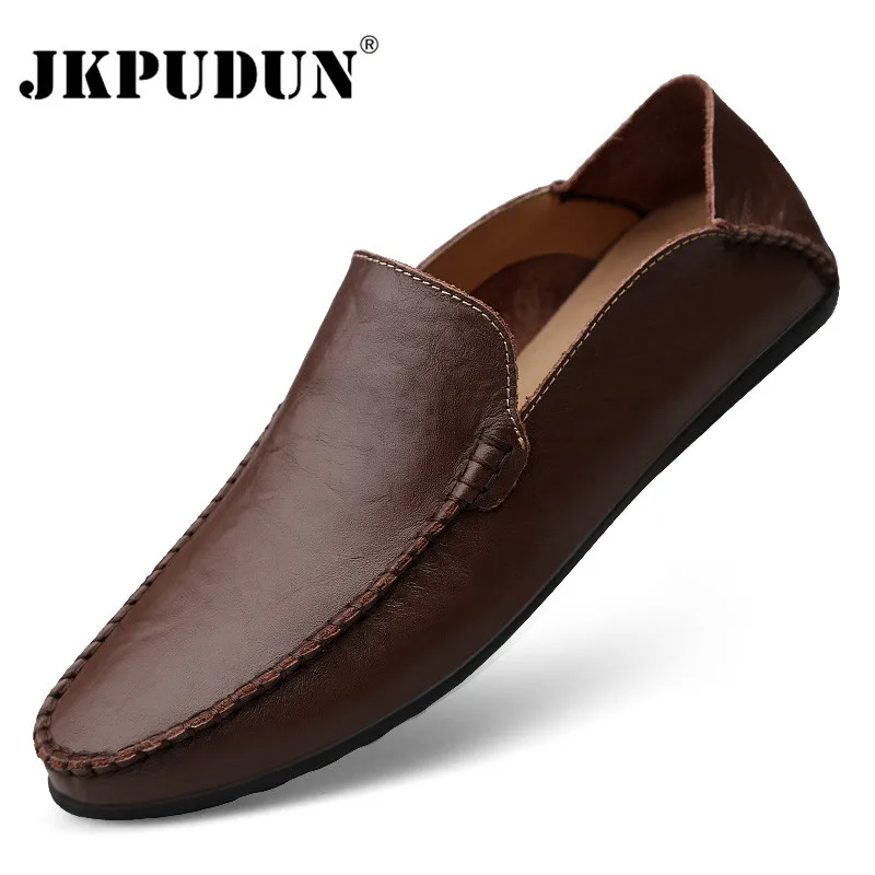 Genuine Leather Men Casual Shoes Luxury Brand 2020 Italian Mens Loafers Moccasins Breathable Slip on Boat Plus Size 38-46 | Обувь