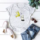 Повседневная хлопковая забавная футболка с бананом, женская футболка с мультяшным принтом, круглым вырезом и коротким рукавом, женские летние топы, милые футболки в стиле Харадзюку