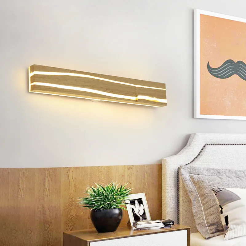 Современный деревянный настенный светильник простой зеркальный для спальни