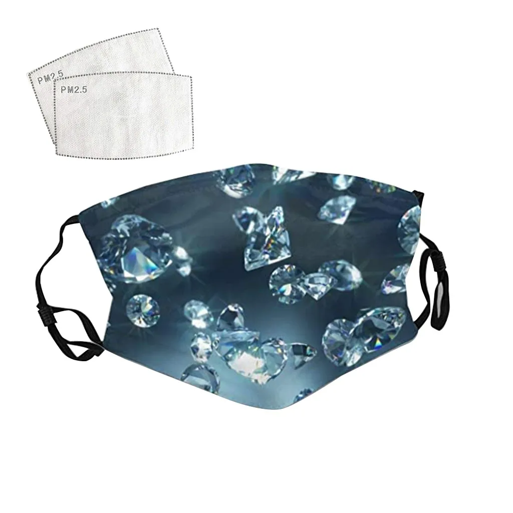 Многоразовая хлопковая маска для лица модная с блестящими бриллиантами унисекс