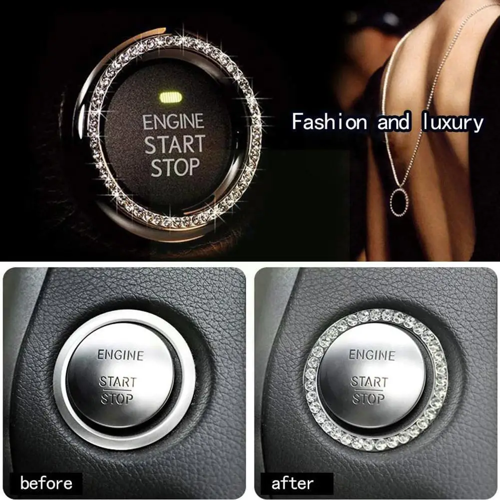 

Car One Click Start Decoration Ring Crystal Diamond Button Ring Decoration Switch Decoration Sticker Car Parts Ignition Dia Z8Z2