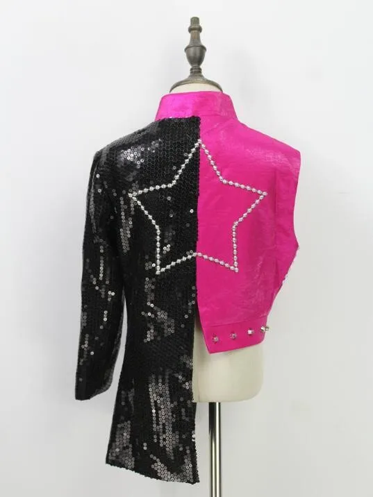 

bar New Nightclub male DS singer stage costume DJ irregular sequin Outerwear hip-hop performance Men Fashion jacket plus size