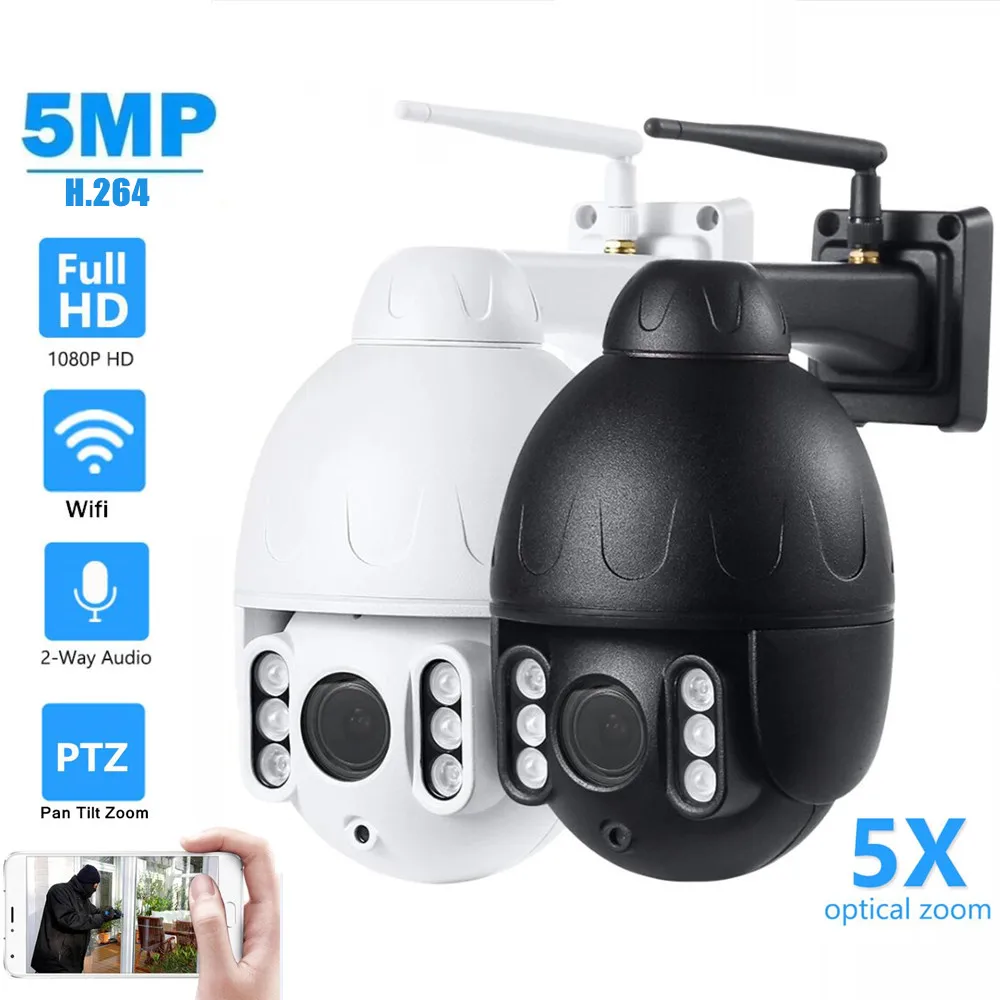 HD 5MP PTZ IP камера Wifi Открытый Купол беспроводная безопасности панорамирование