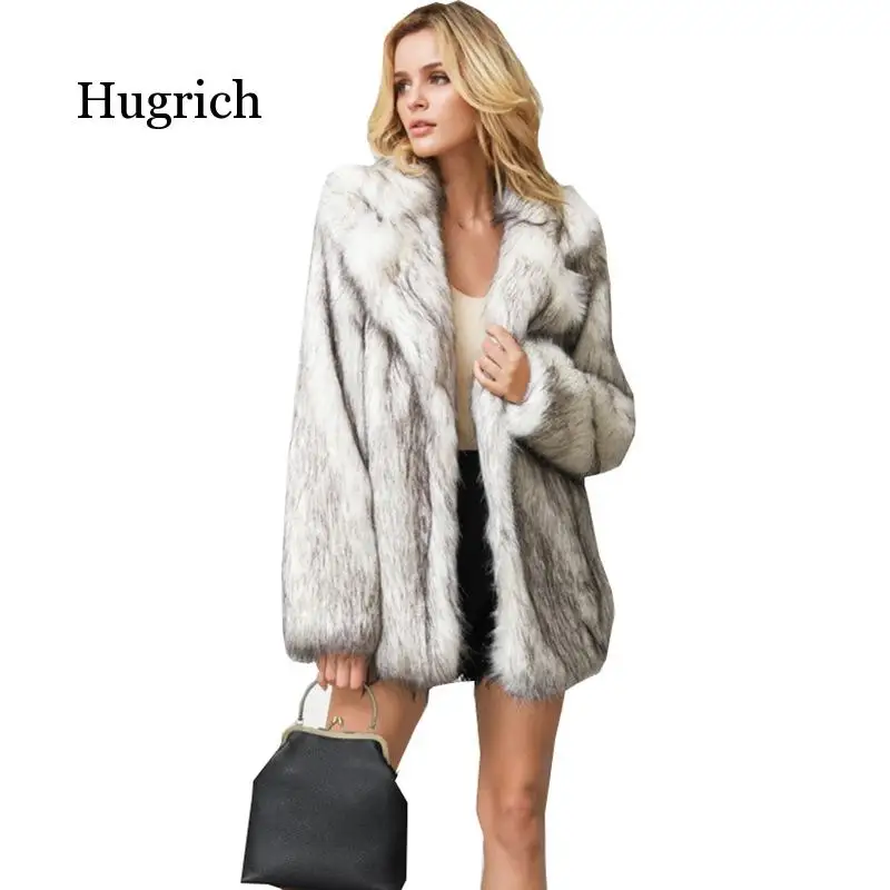 Женская Шуба из искусственного меха Повседневная теплая шуба средней длины