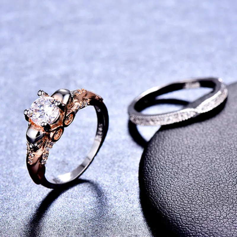 Женское двойное кольцо с кристаллами в готическом стиле | Украшения и аксессуары