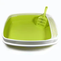 semi enclosed high fence pet cat toilet cat litter box cat toilet dog tray clean scoop home plastic sand box supplies