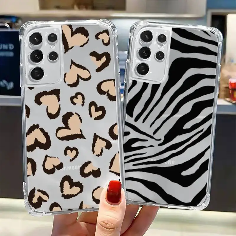 

Leopard Cow Zebra Stripe Aesthetics Phone Case Transparent for Samsung A 10 21S 31 50 51 52 12 71 S note 10 20 21 fe plus ultra