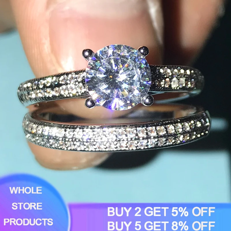 YANHUI Серебро 925 Свадебные кольца для мужчин и женщин никогда не увядает