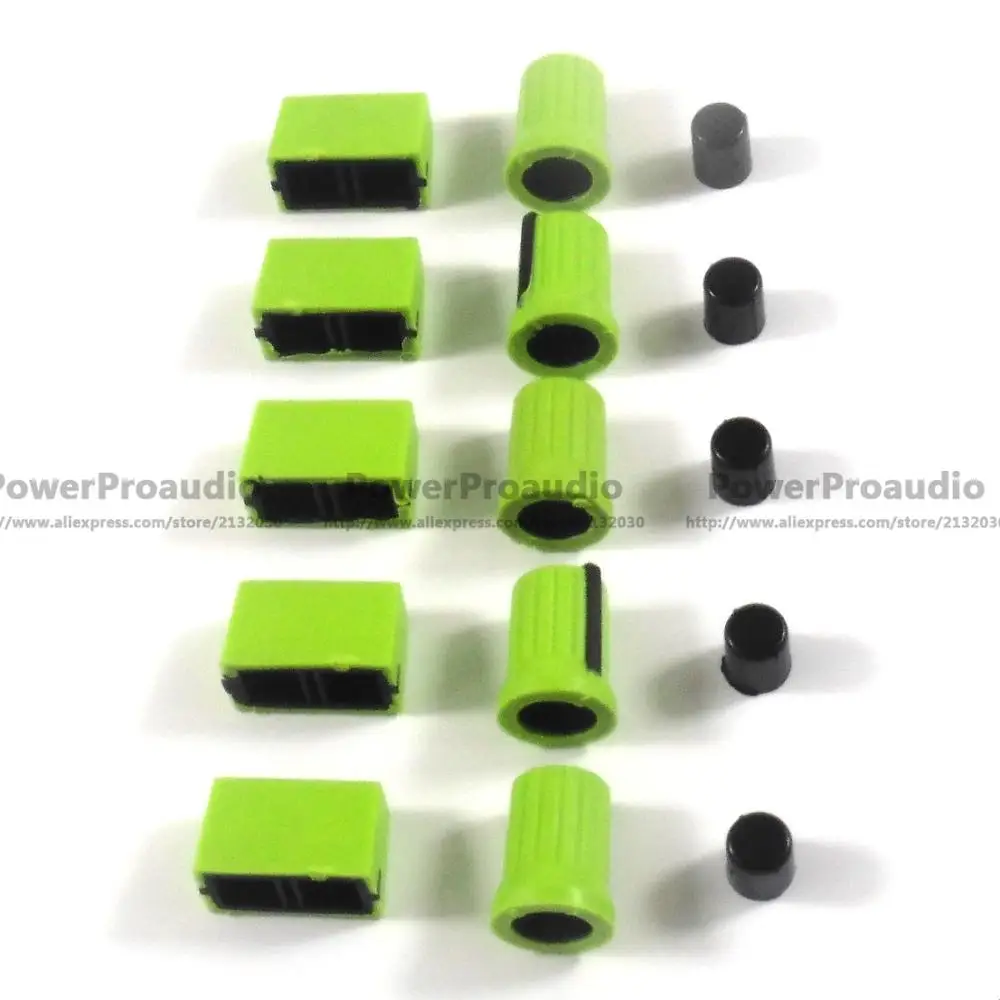 Вращающаяся ручка 5 шт. + крышка фейдера для миксера Rane TTM 57 61 62 64 68 (зеленая с черной