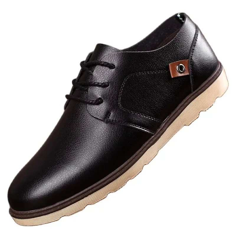 

2021 spring and autumn breathable leather shoes round-headed British wind trend board shoes strap casual injection shoes