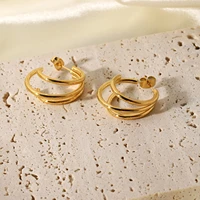 new inoxidable multilayer tube earrings 2021 trend gold color high quality earring hypoallergenic fashion jewelry wedding