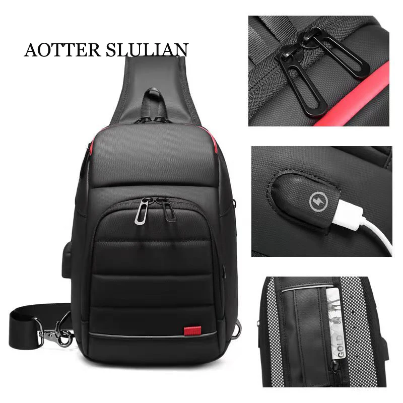 

Male USB Charging Shoulder Bag Crossbody Chest Bag Purse Men Anti Theft Chest Waist Pack Trip Messenger Bag Single Strap BackBag