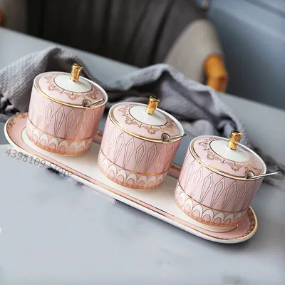 3pcs-H Скандинавский солонка/шейкер для сахара/Керамическая кувшин для хранения, кухонный инструмент для приправы, бытовой контейнер для хранения специй - Цвет: 3pcs-H