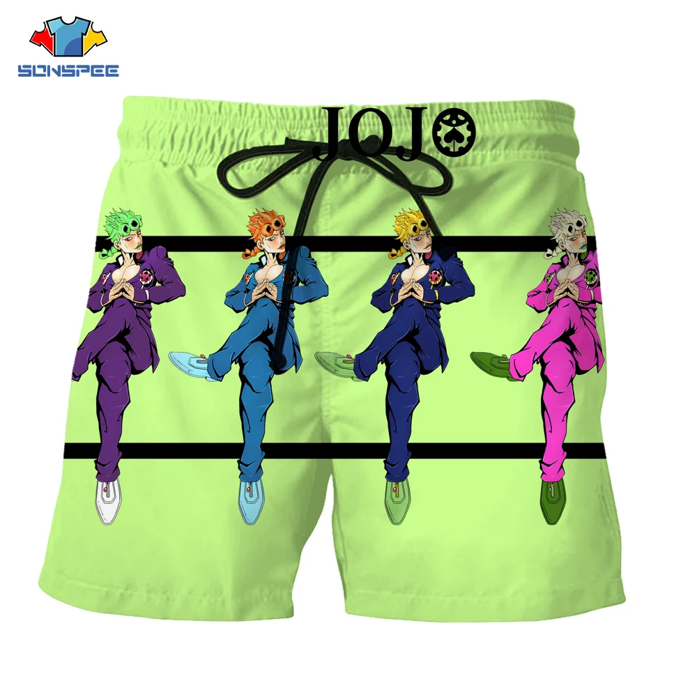 

SONSPEE Summer Mens Beach Men 3d Print Jojo's Bizarre Advanture Board Shorts Swimming Shorts Unisex Fashion Casual Shorts