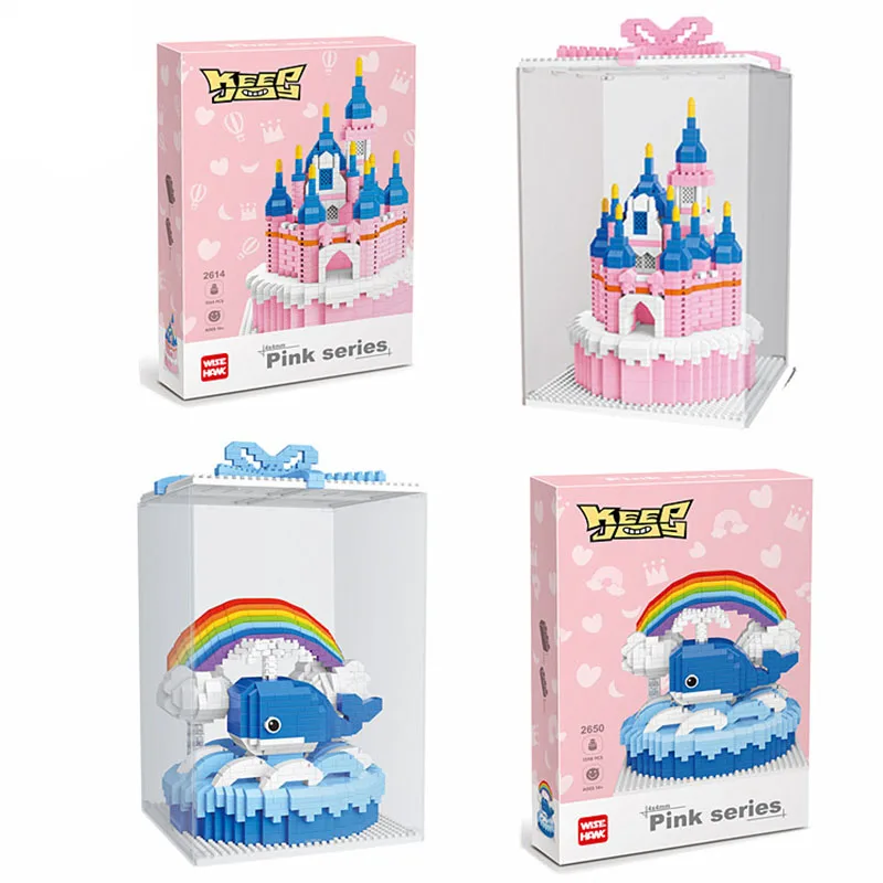 

Mini Princess Castle/Whale Cake Block Set DIY Diamond Brick Building Toy Birthday Gift with Display Box For Girls Boys