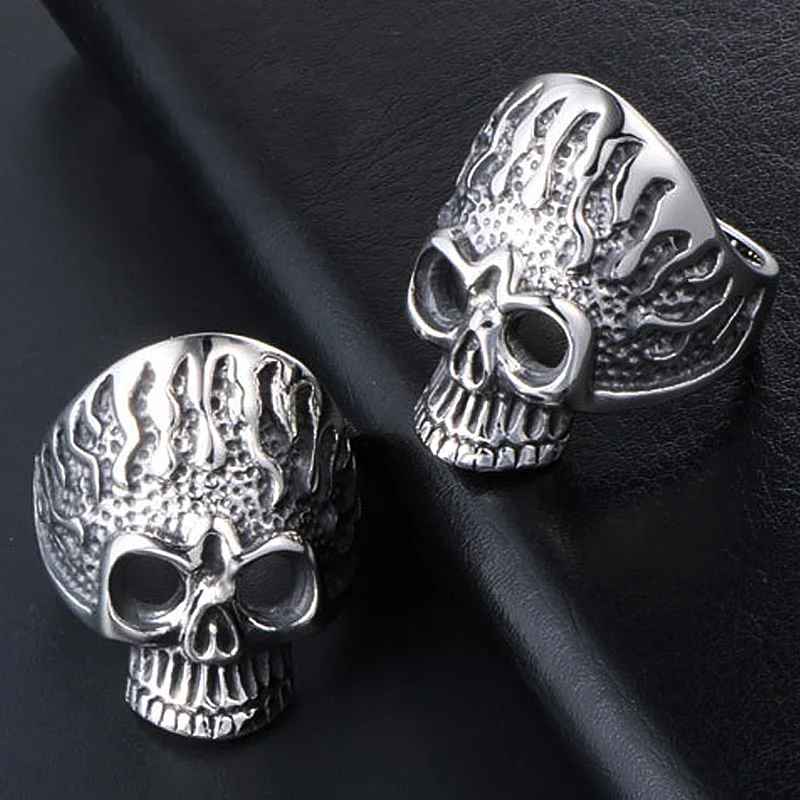 Прохладный Зло кольцо с черепом для Для мужчин и женщин 316L Нержавеющая сталь